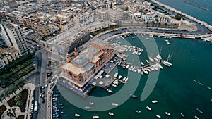 Bari Apulia City port boats and yachts Sea Coastline in Italy Drone picture