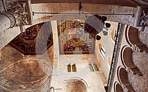Bari, Puglia, Italy - April 30, 2019: Inside interior of Basilica of Saint Nicholas Basilica di San Nicola , a church in Bari.