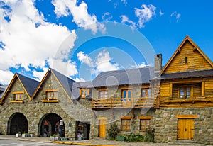 BARILOCHE, ARGENTINA - march 24, 2018:Civic Centre, Centro Civico and main square in downtown Bariloche City San Carlos