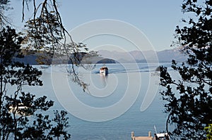 Bariloche, Argentina.Victoria Island view of the Anchorena Bay, Lake Nahuel Huapi