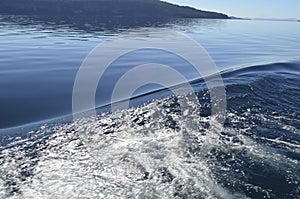 Bariloche, Argentina. Waves left by a boat on Lake Nahuel Huapi