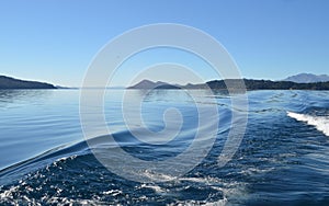 Bariloche, Argentina. Waves left by a boat on Lake Nahuel Huapi