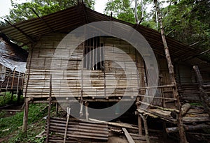 View of Penan huts in Bario. photo