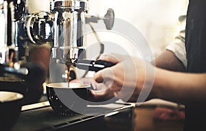 Barista Cafe Making Coffee Preparation Service Concept photo