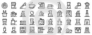 Barista icons set, outline style