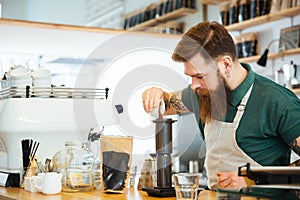 Barista making coffee