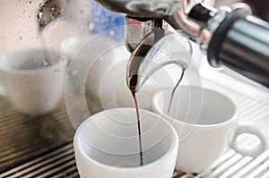 Barista making a cup of coffee s