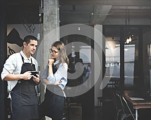 Barista Partner Working Coffee Shop Concept