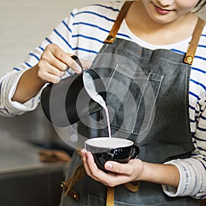 Barista Prepare Coffee Working Order Concept photo