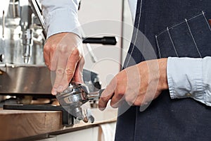 Barista preparing espresso