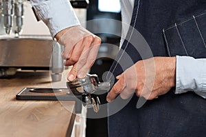 Barista preparing espresso