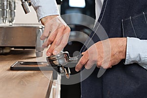 Barista preparing espresso