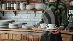 A barista serving coffee.AI generated image