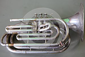 Baritone instrument Marching machine is made of beautiful silver plated brass.