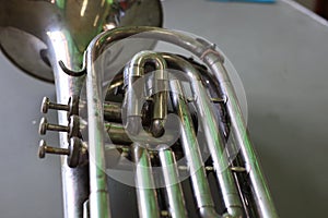Baritone instrument Marching machine is made of beautiful silver plated brass.