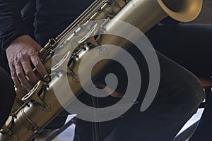 Baritone saxophone detail