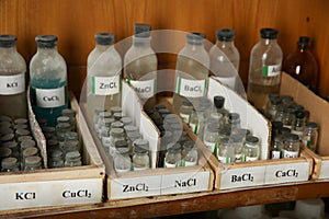 Barium chloride, Calcium chloride, sodium chloride are in the bottles
