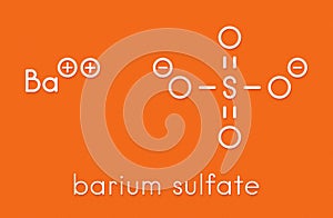 Barium sulfate BaSO4. Used as paint pigment and radiocontrast agent. Skeletal formula.