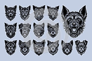 Barking affenpinscher dog head illustration design bundle
