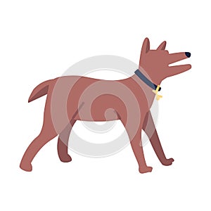 Barking dog with collar semi flat color vector character