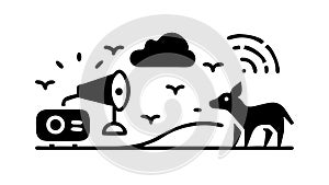 Barking Dog Warning: Security Alert System, vector design Generative AI