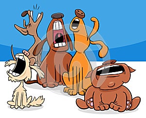 Barking or howling dogs cartoon characters group