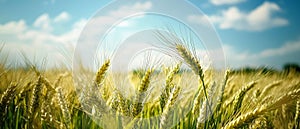 Barley Fields Under a Blue Sky with Soft Clouds