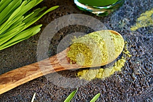 Barley grass powder with fresh barleygrass and juice
