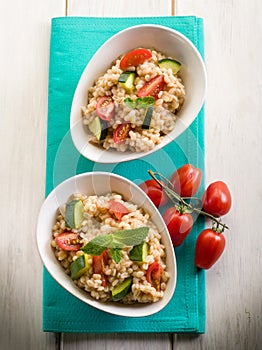 Barley risotto with zucchinis