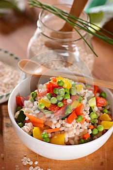 Barley salad and assorted vegetables