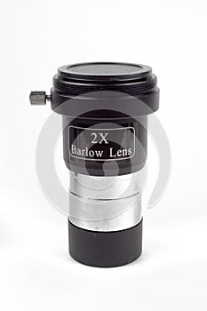 Barlow lens, telescope eyepiece on white background