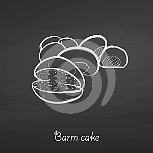 Barm cake food sketch on chalkboard