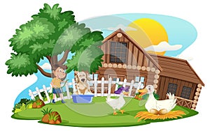 Barm farm with cartoon character