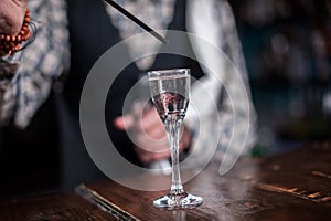 Barman formulates a cocktail on the brasserie