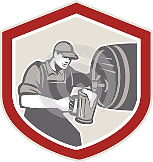 Barman Pouring Beer Ale Barrel Retro