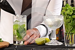 Barman preparing cocktail