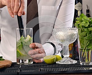 Barman preparing cocktail