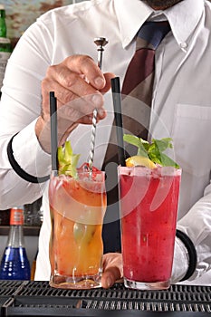 Barman preparing cocktail
