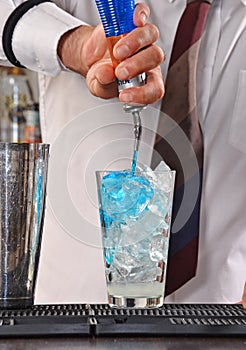 Barman preparing cocktail.