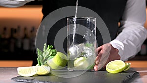 Barman preparing mojito cocktail