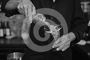 Barman at work in the pub