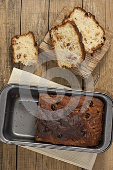 Barmbrack or bairin breac is a traditional Irish sweet yeast bread with grapes and raisins, often eaten with afternoon tea butter