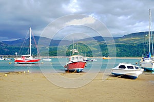 Barmouth beach and river Mawddach, Wales