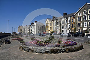 Barmouth Seafront with flower beds in bloom