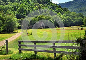 Barn backed by Ozarks