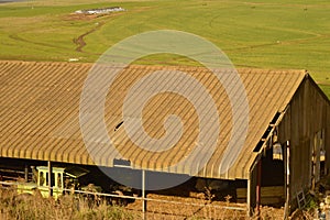 Barn clinging on to life. African farming.