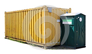 Barn on construction site made of metal cargo container