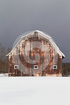 Barn Covered in Snow