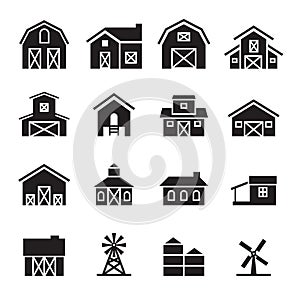 Barn & farm building icon set