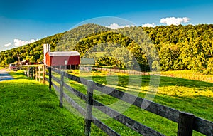Barn and fields on a farm in the Shenandoah Valley, Virginia. photo